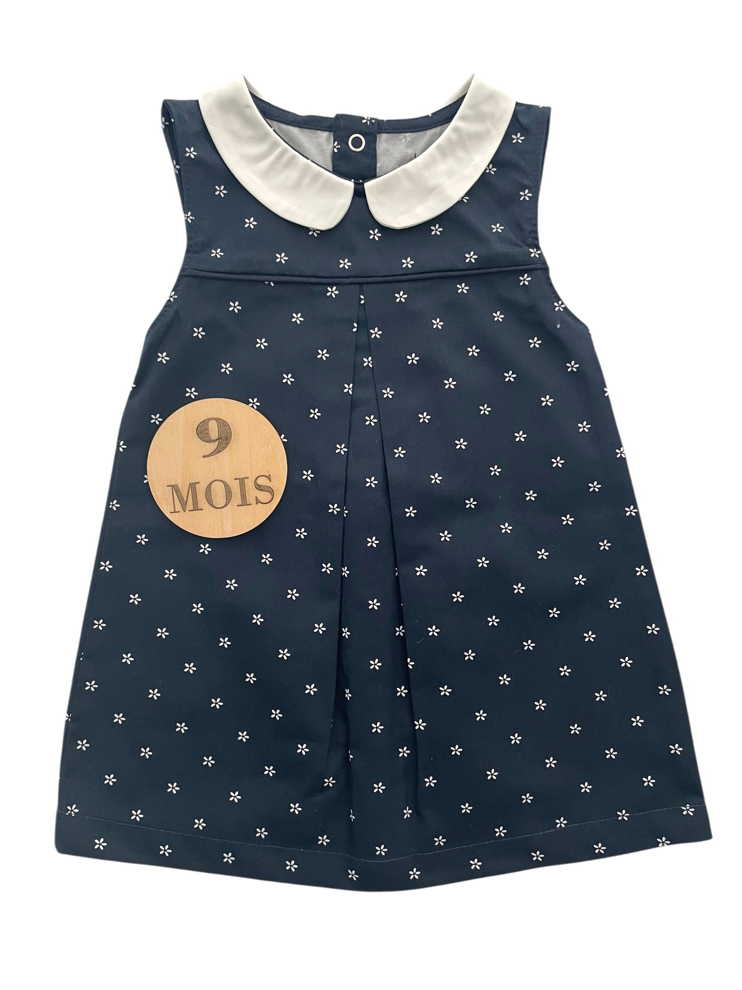 Robe col Claudine, bleu-nuit, fleurie, Kiabi