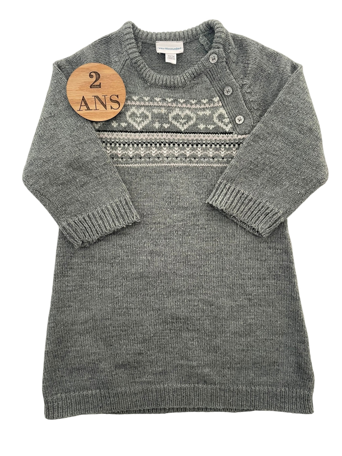 Robe en mailles, grise, Vertbaudet