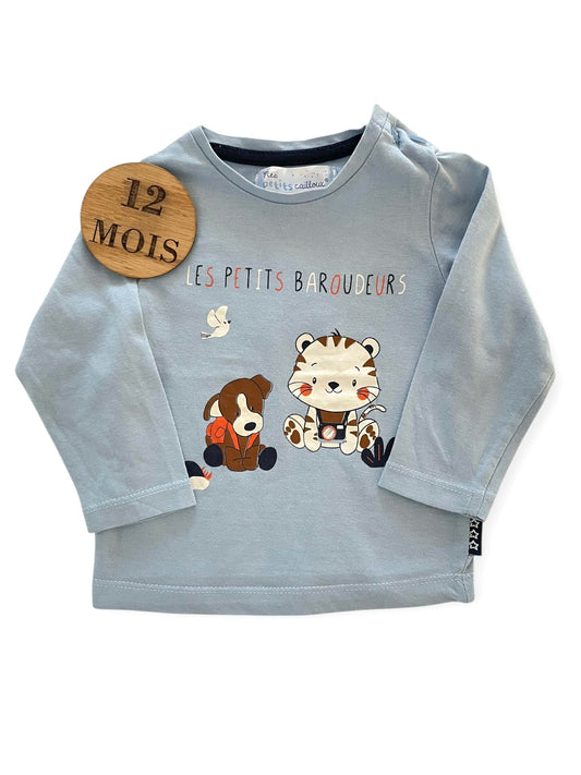 Tee-shirt bleu clair, mes petits cailloux