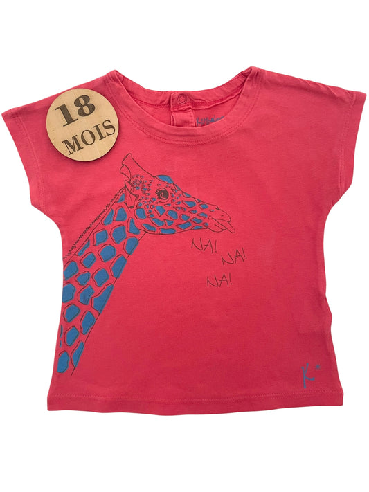 Tee-shirt rose, Girafe, Kimbaloo
