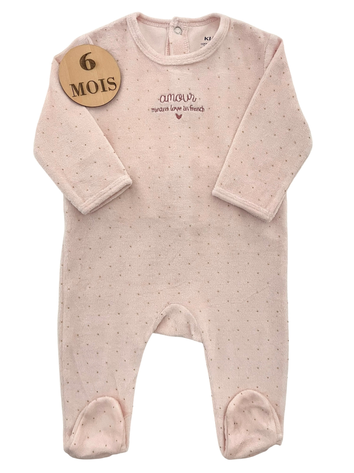 Pyjama velours rose pâle, Kiabi