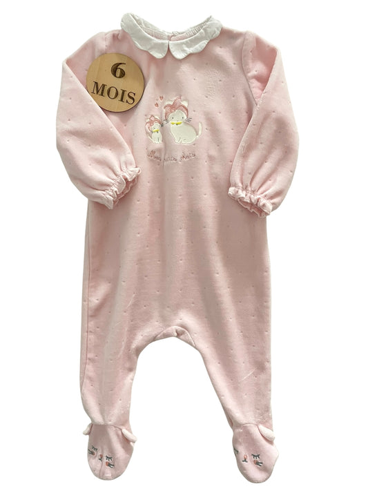 Pyjama velours à col, rose, Sergent Major