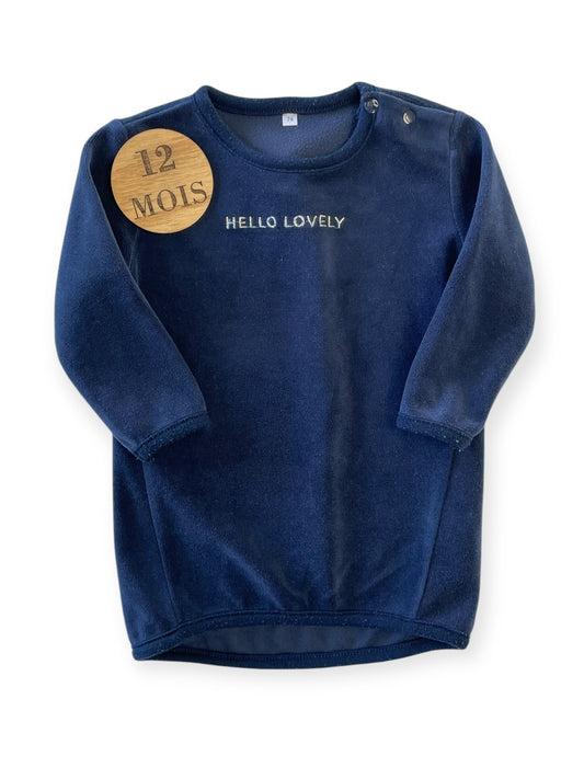 Robe velours, bleu-marine
