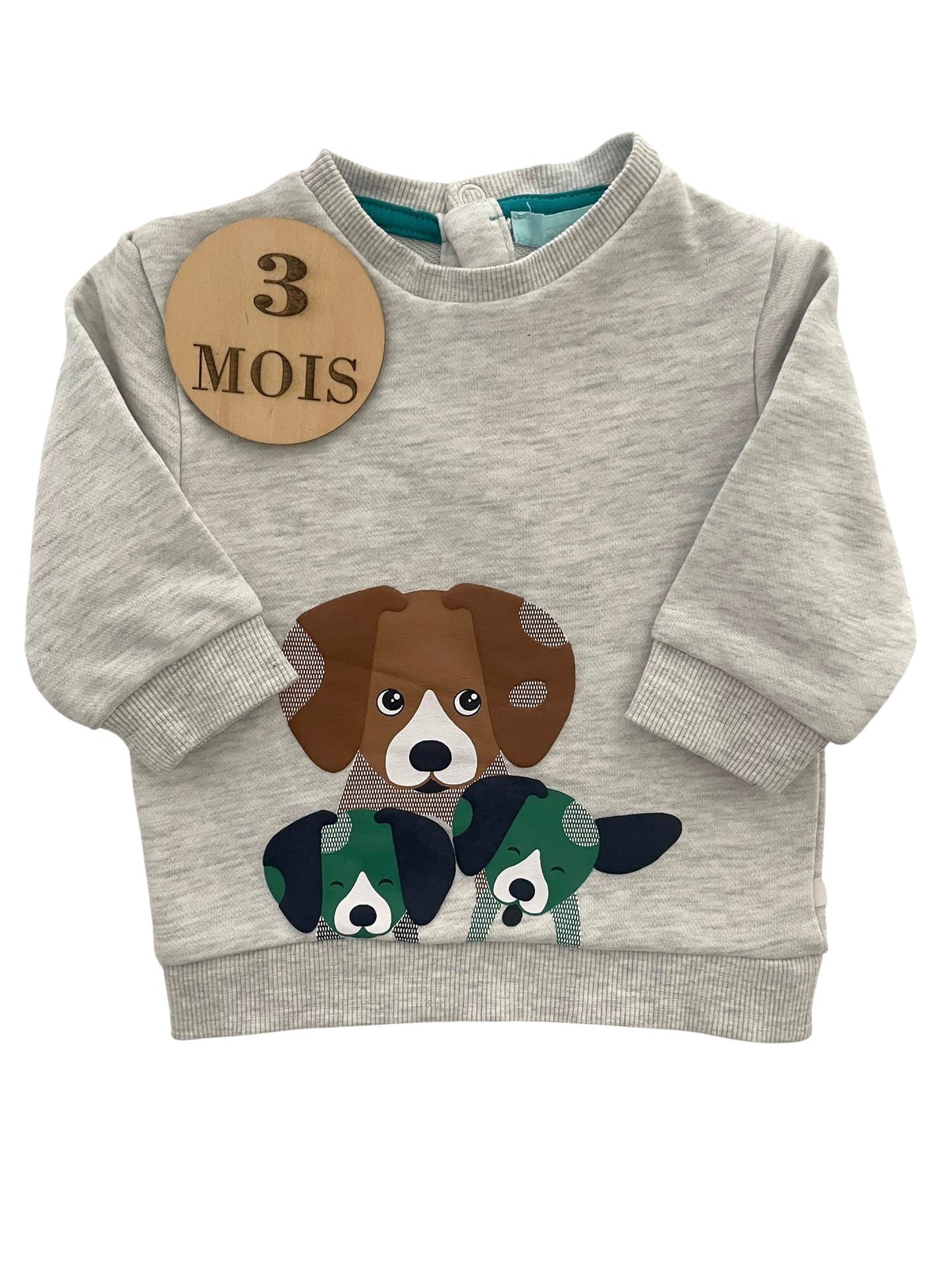 Sweat gris clair, chiens, Obaibi