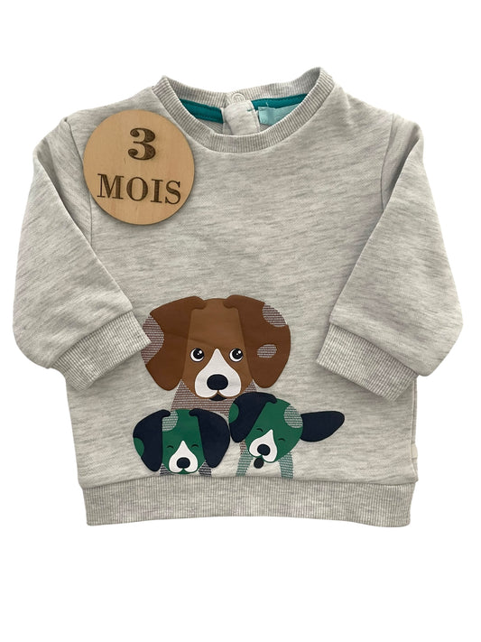 Sweat gris clair, chiens, Obaibi