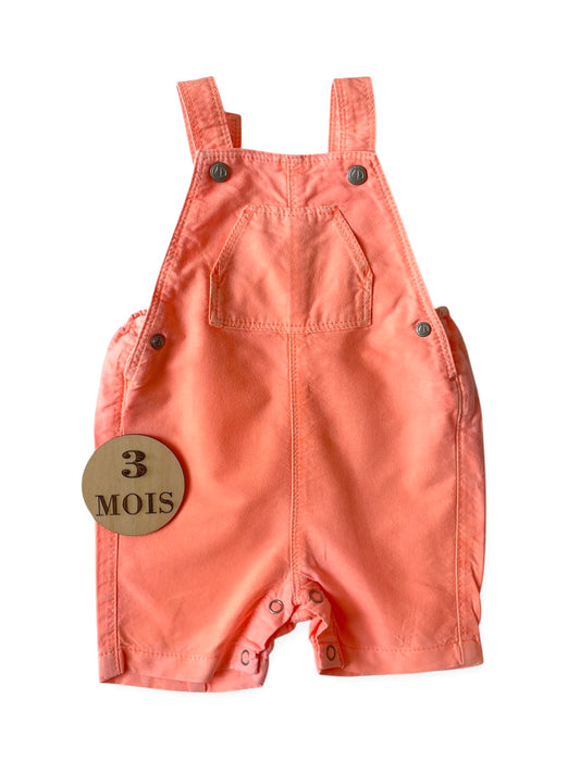 Salopette short en jean, orange, Petit Bateau