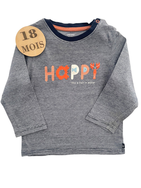 Tee-shirt rayé, happy, Obaibi