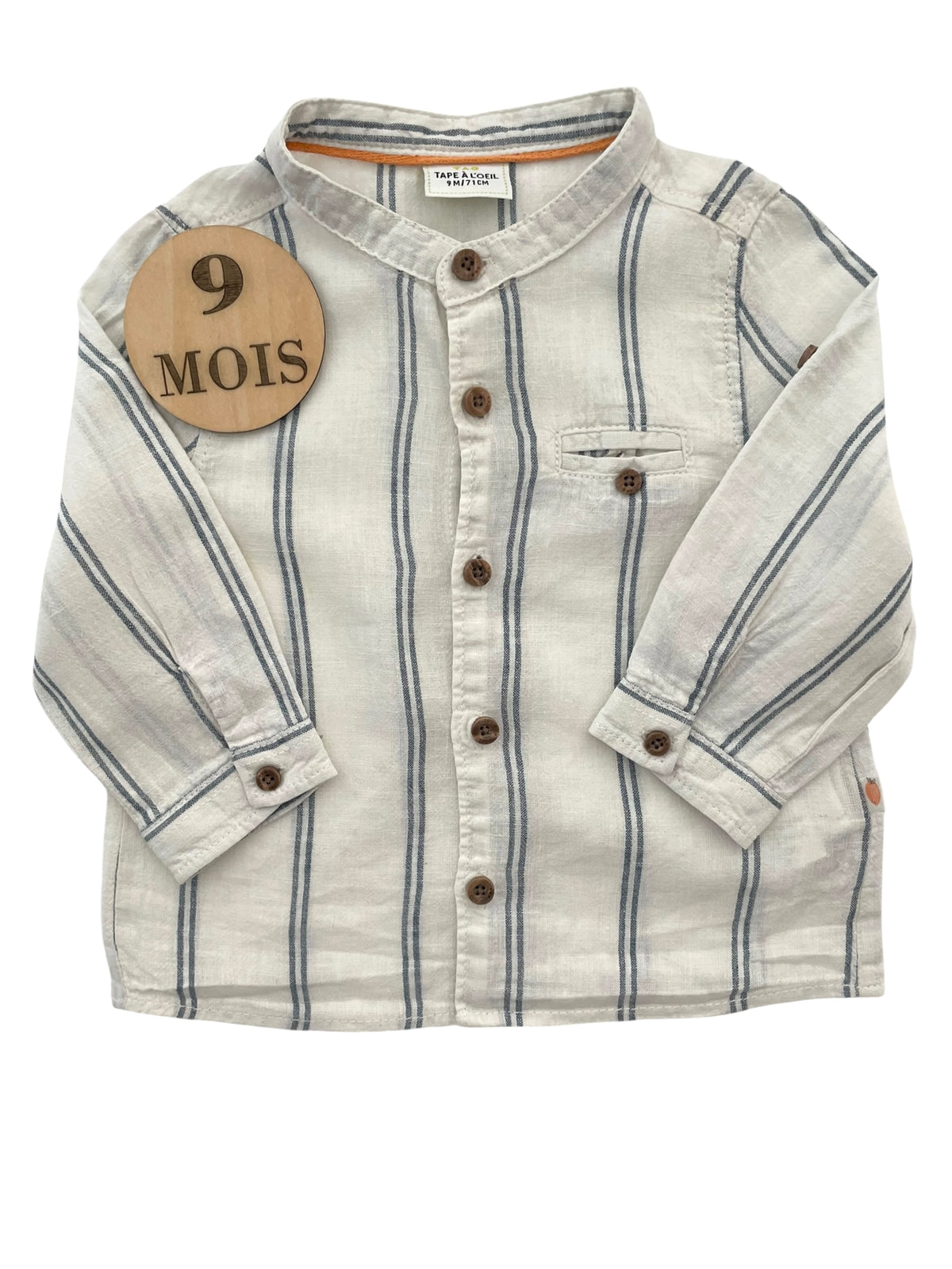 Chemise écrue, rayée, effet lin, TAO