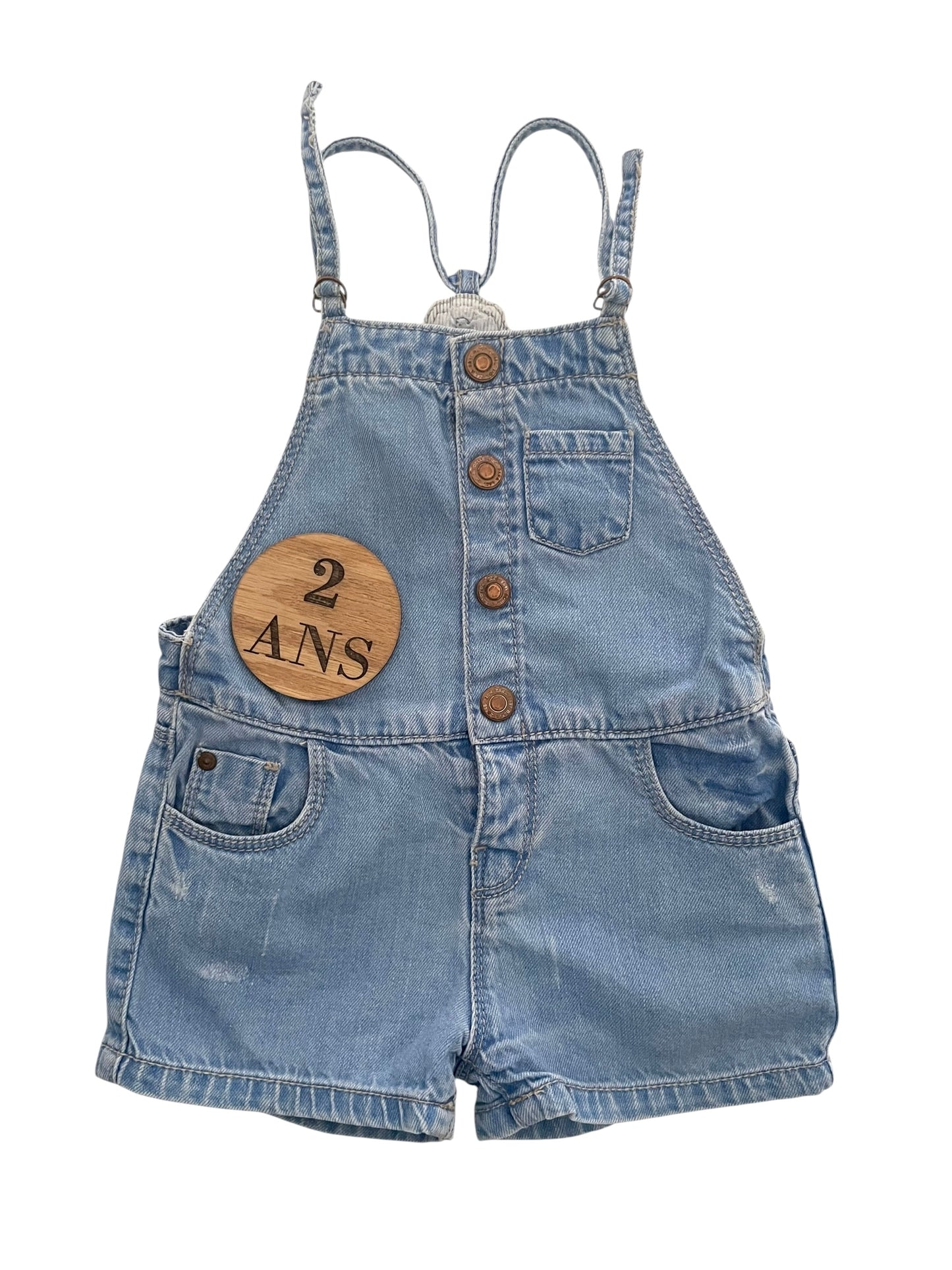 Salopette short en jean, Zara