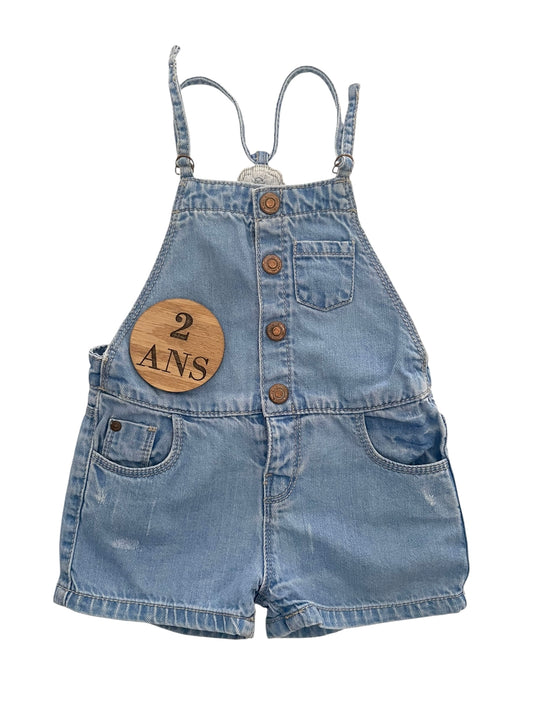 Salopette short en jean, Zara