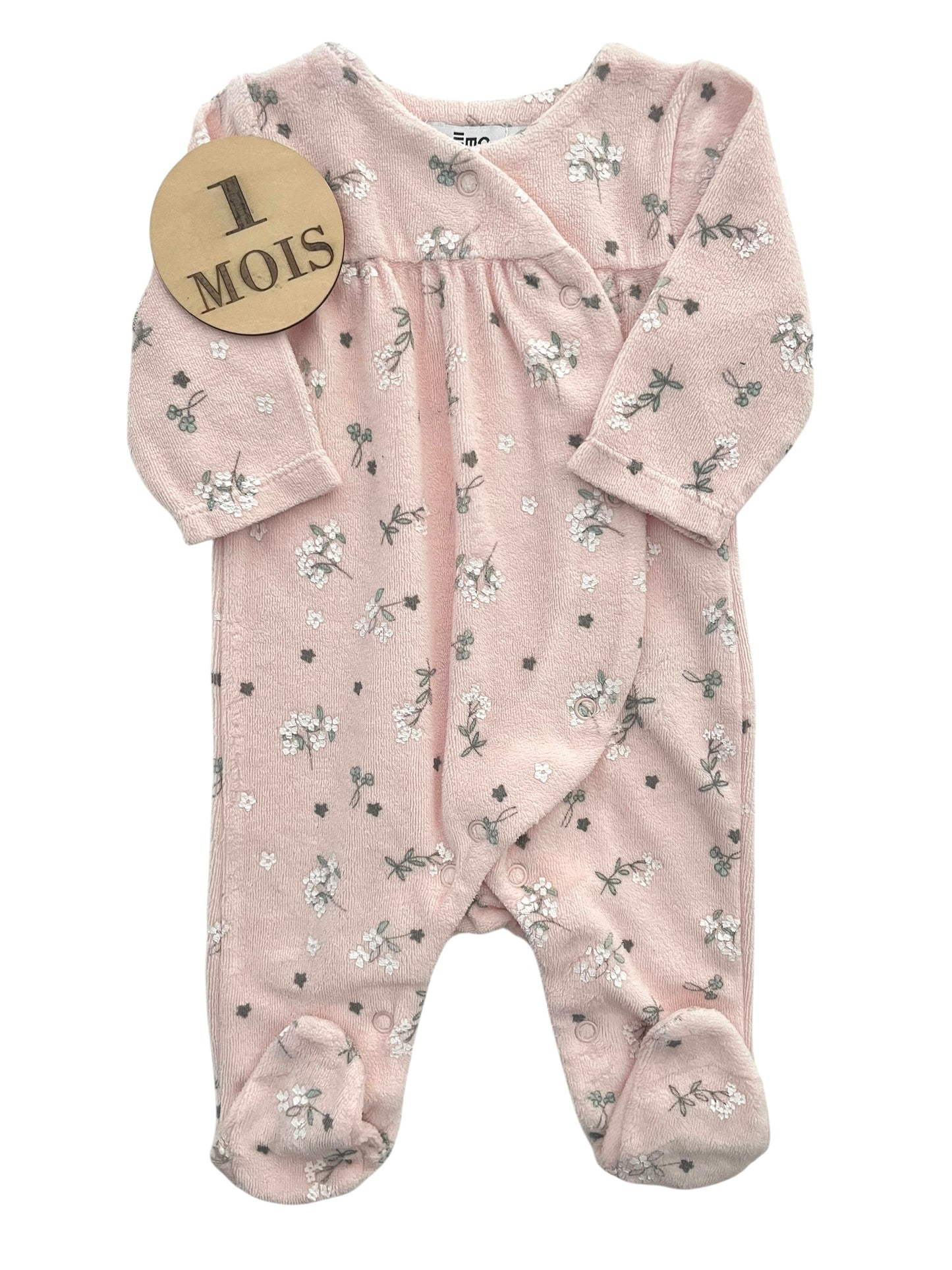 Pyjama velours, rose fleuri, Gémo
