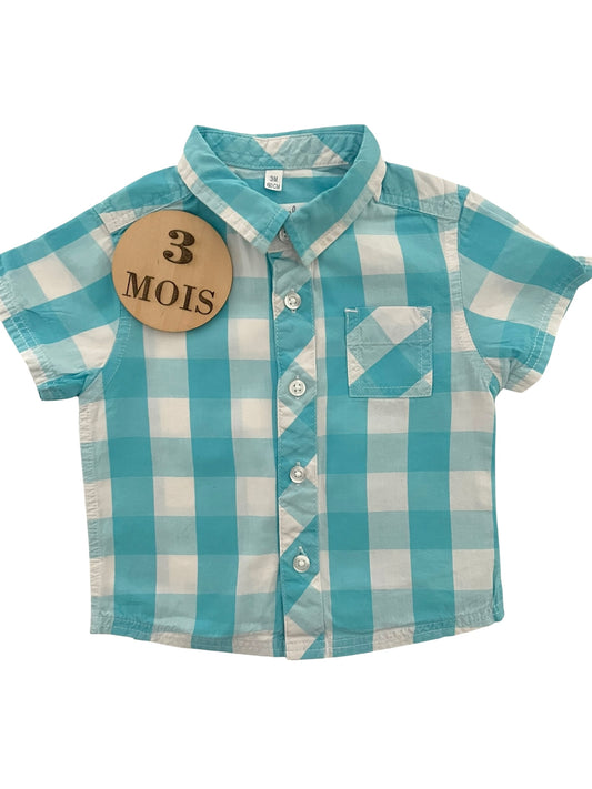 Chemisette à carreaux, turquoise et blanche, Kimbaloo