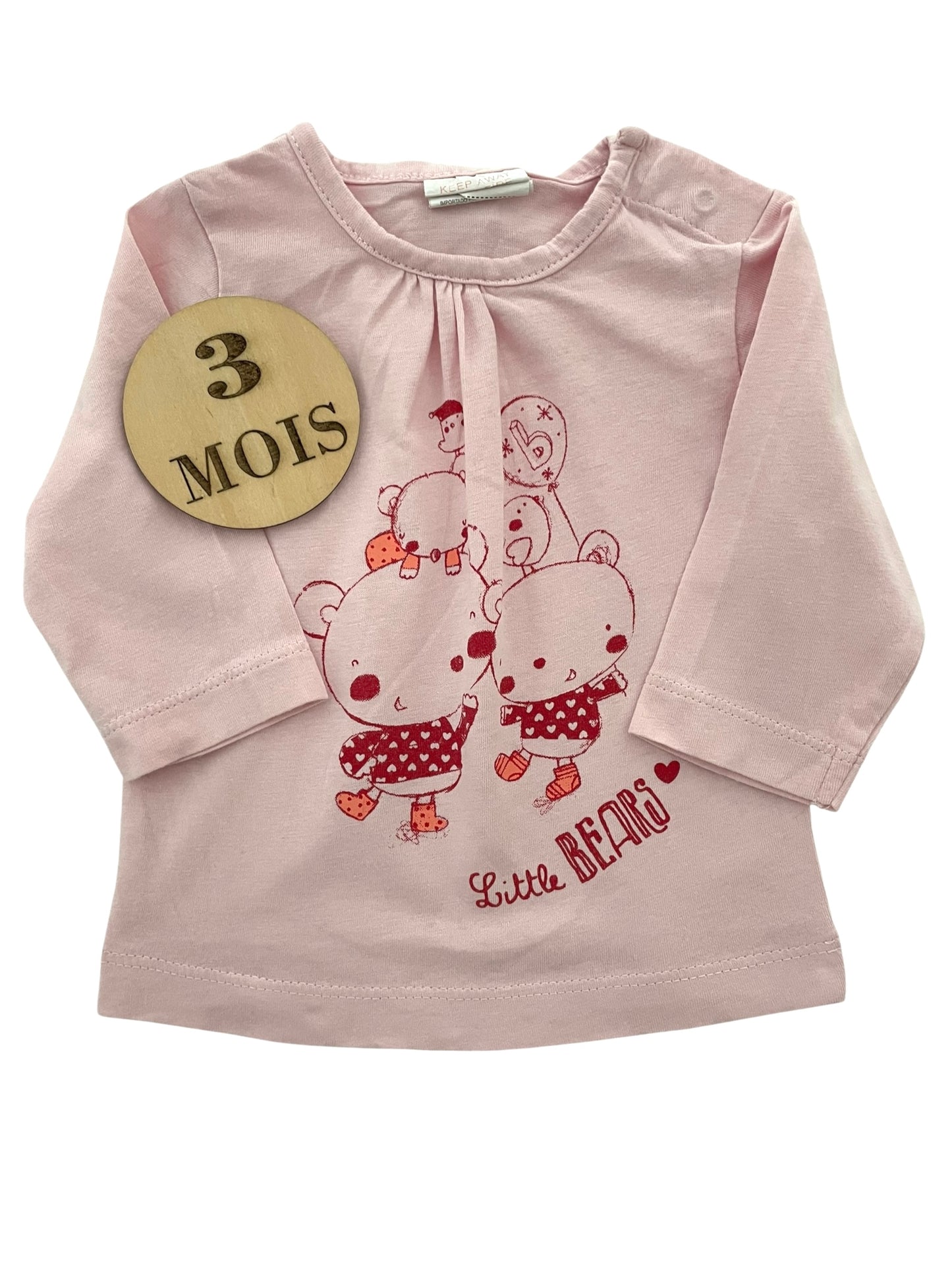 Tee-shirt rose clair, oursons