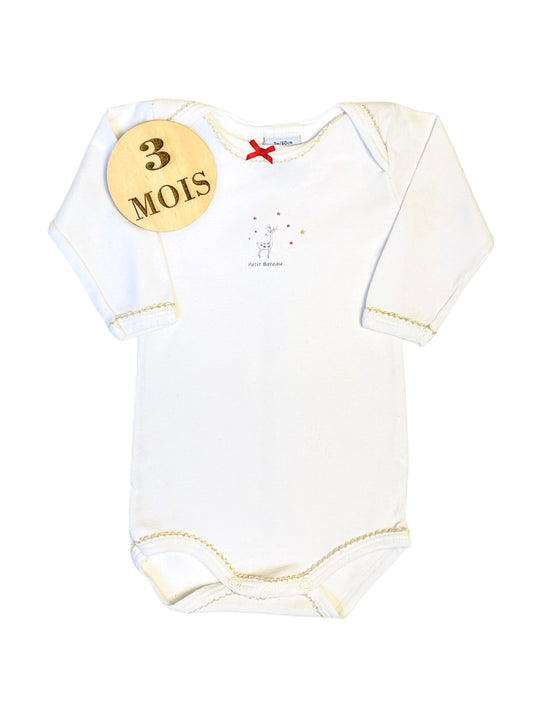 Body blanc, cerf, Petit Bateau