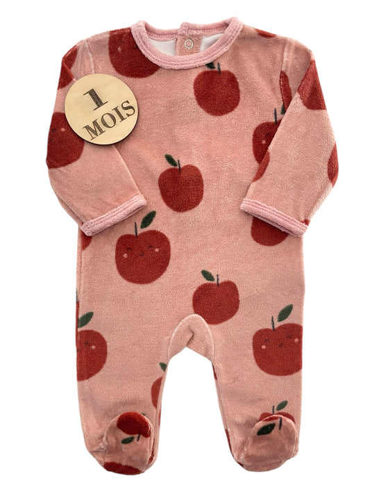 Pyjama velours rose pommes, Kiabi