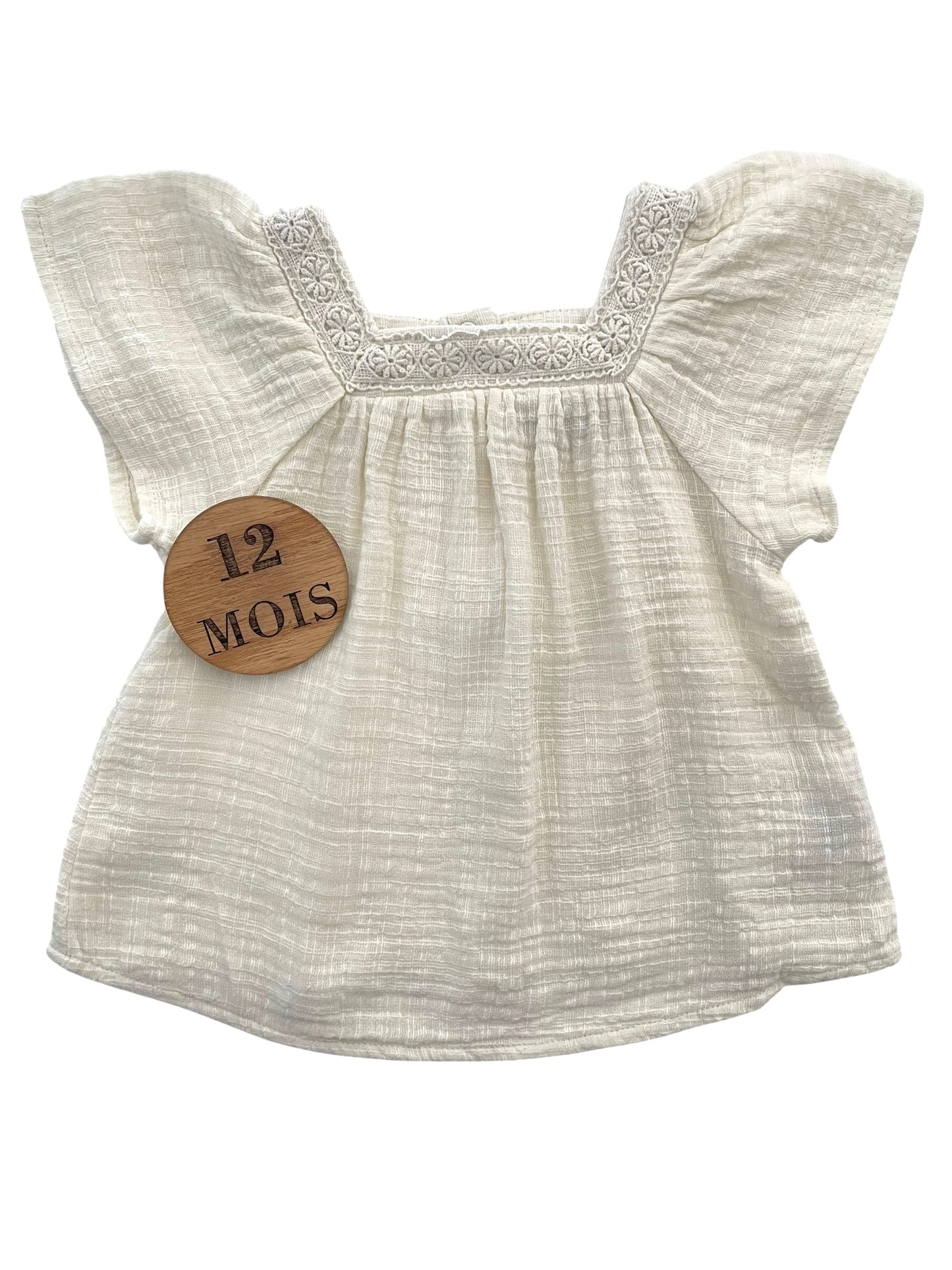 Blouse crème, gaze de coton épais, TAO