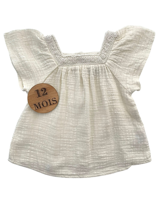 Blouse crème, gaze de coton épais, TAO