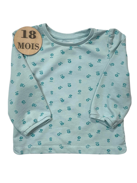 Sweat fin bleu, fleuri