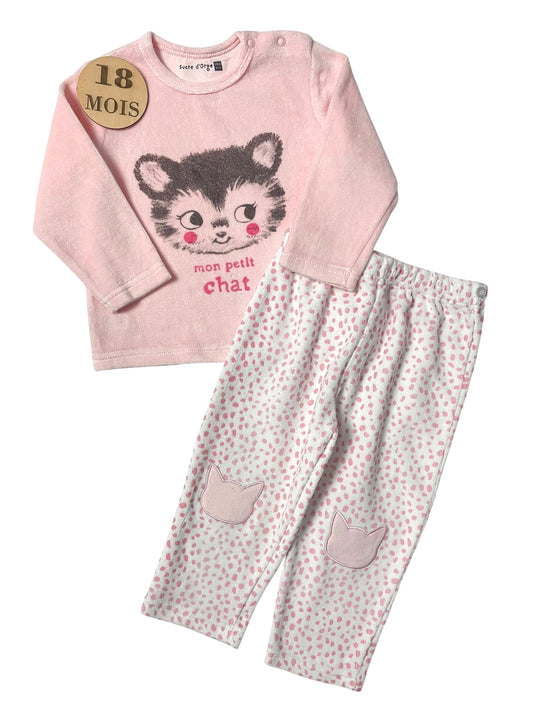 Pyjama velours 2 pièces, rose, sucre d’orge