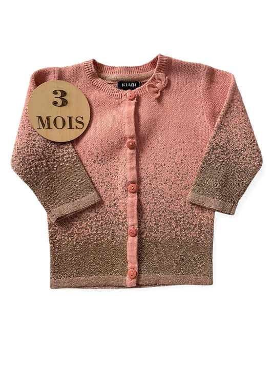 Gilet fin, rose et marron, brillant, Kiabi