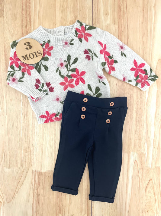 Ensemble pull fleuri et pantalon, TAO