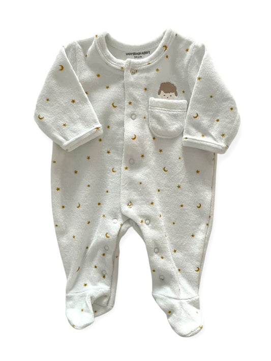 Pyjama velours, blanc, Vertbaudet