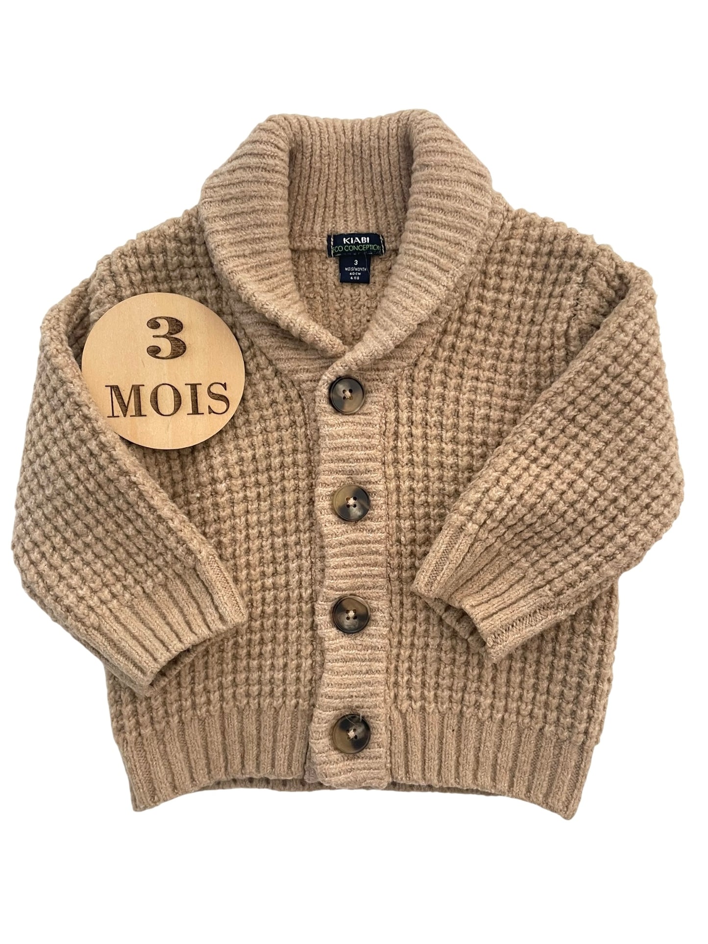 Gilet en mailles, marron clair, Kiabi