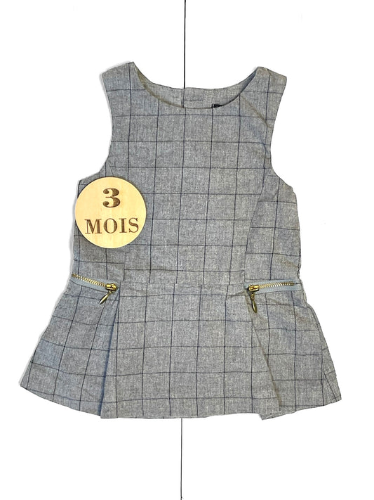 Robe sans manche à carreaux, grise, Kiabi