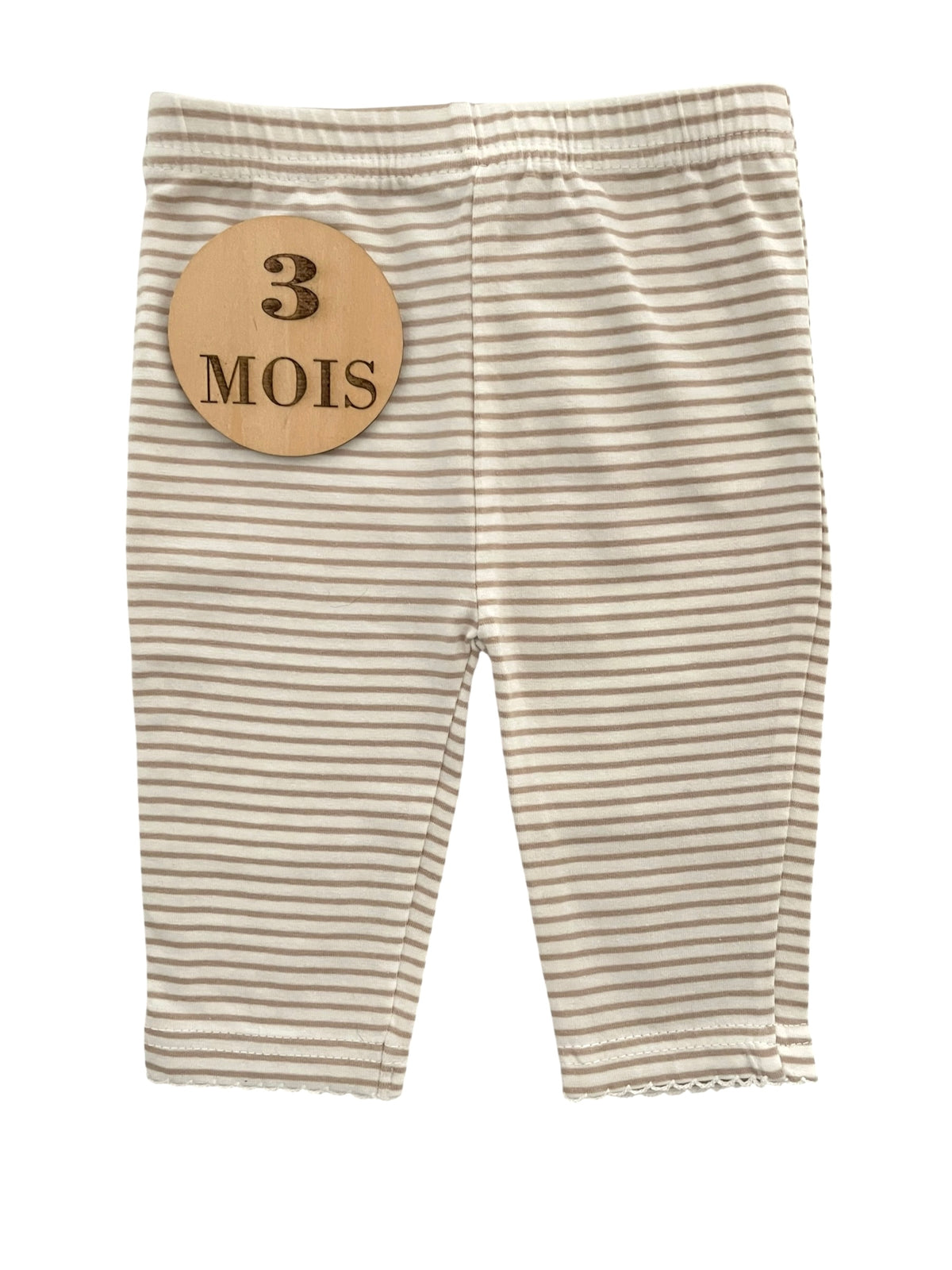 Legging rayé écru et beige