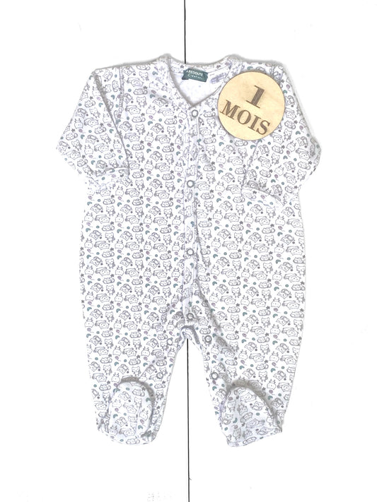 Pyjama coton, blanc et gris, La redoute