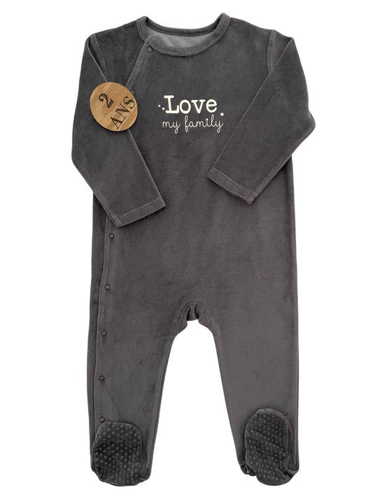 Pyjama velours, gris, TEX