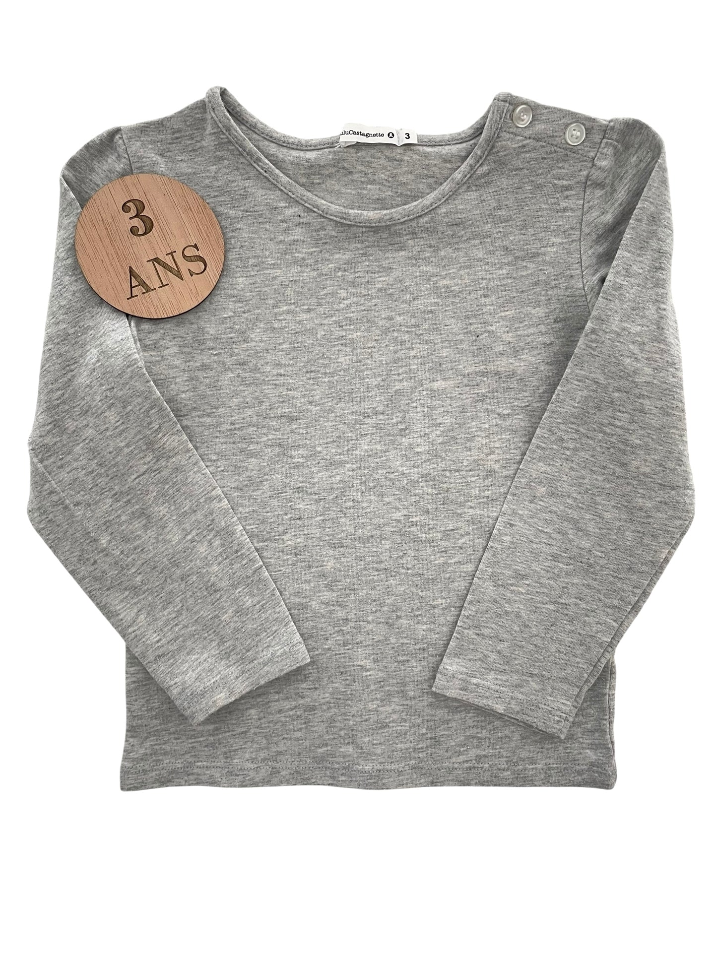Tee-shirt gris, pailleté, Lulu Castagnette