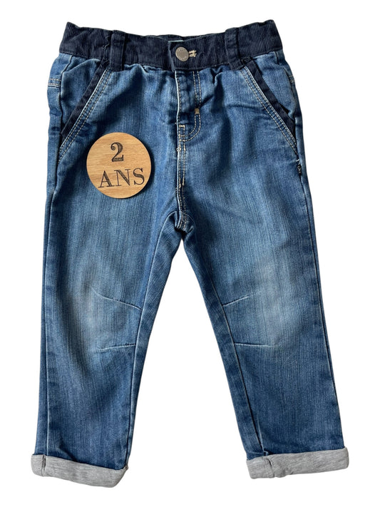Jean doublé, bleu, poches velours, Obaïbi