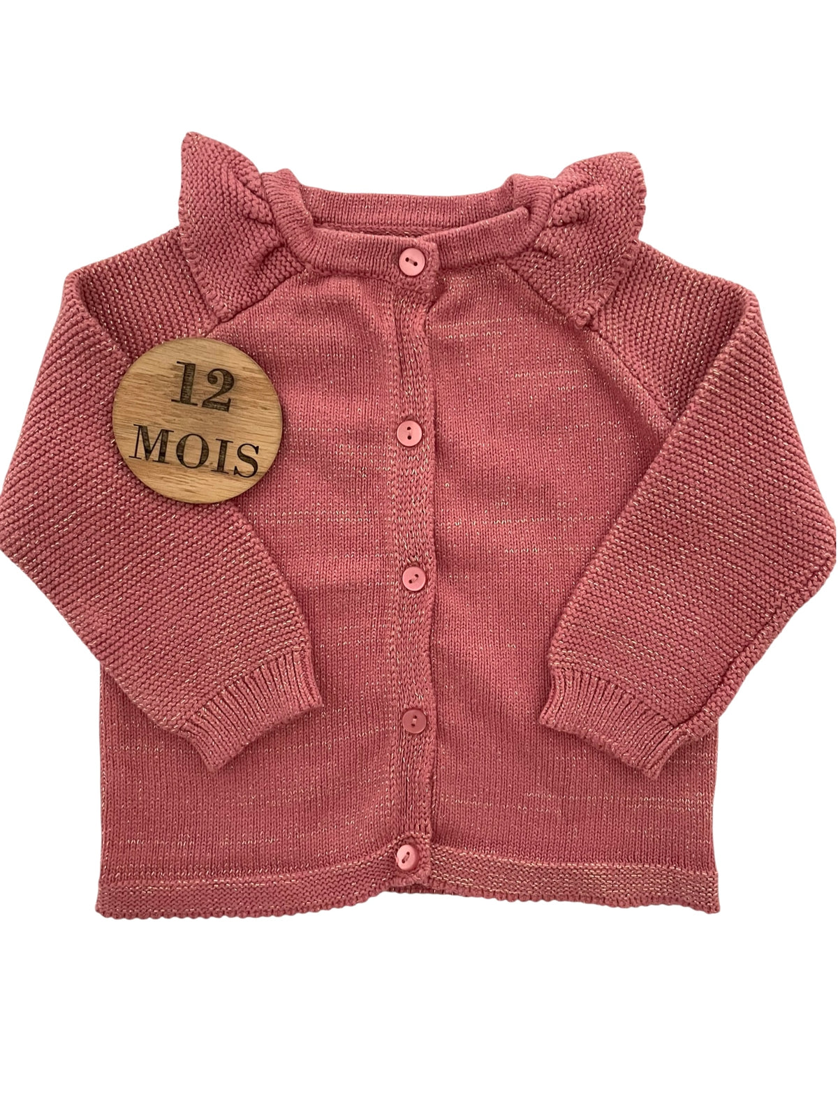 Gilet en mailles, vieux rose, pailleté, Bébé rêve