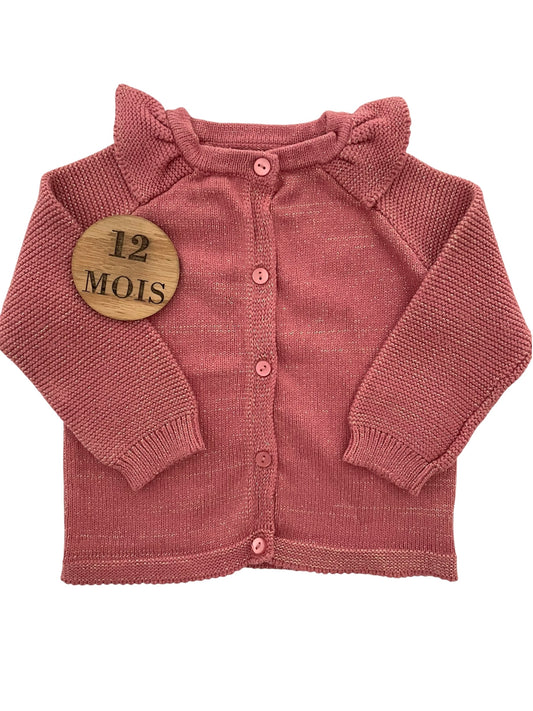 Gilet en mailles, vieux rose, pailleté, Bébé rêve