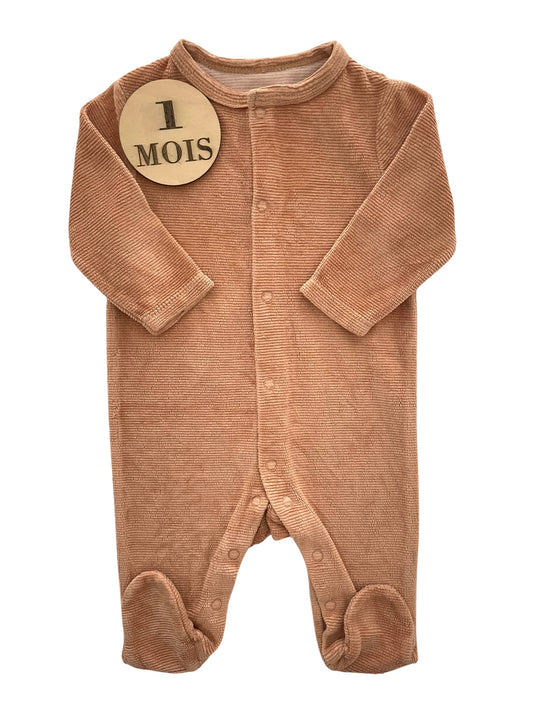 Pyjama velours, marron, mes petits cailloux