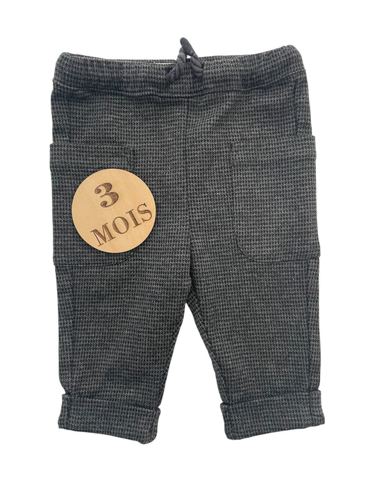 Pantalon épais gris, pied de poule, Vertbaudet