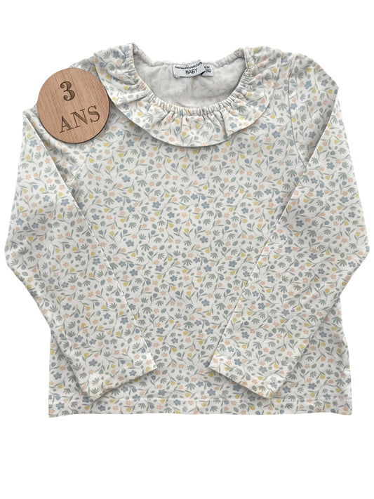 Tee-shirt à col, fleuri, FPC