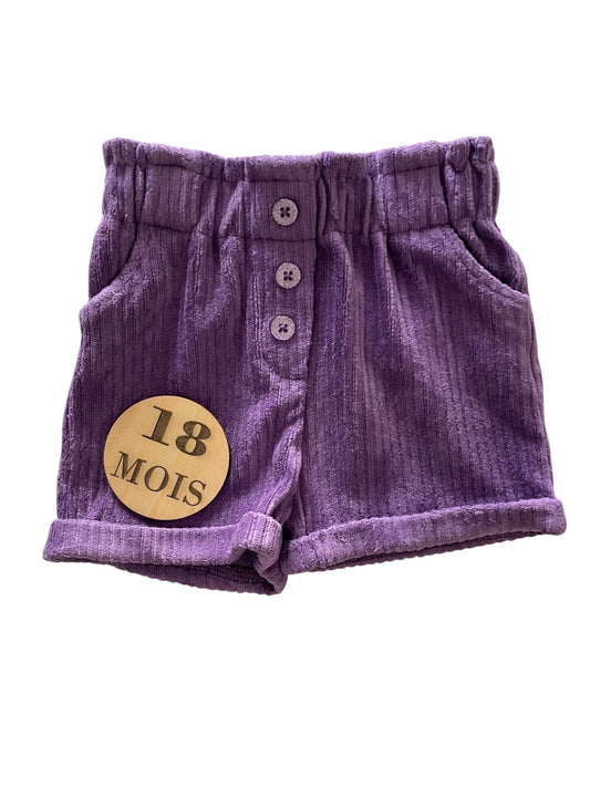 Short velours côtelé, violet, TAO