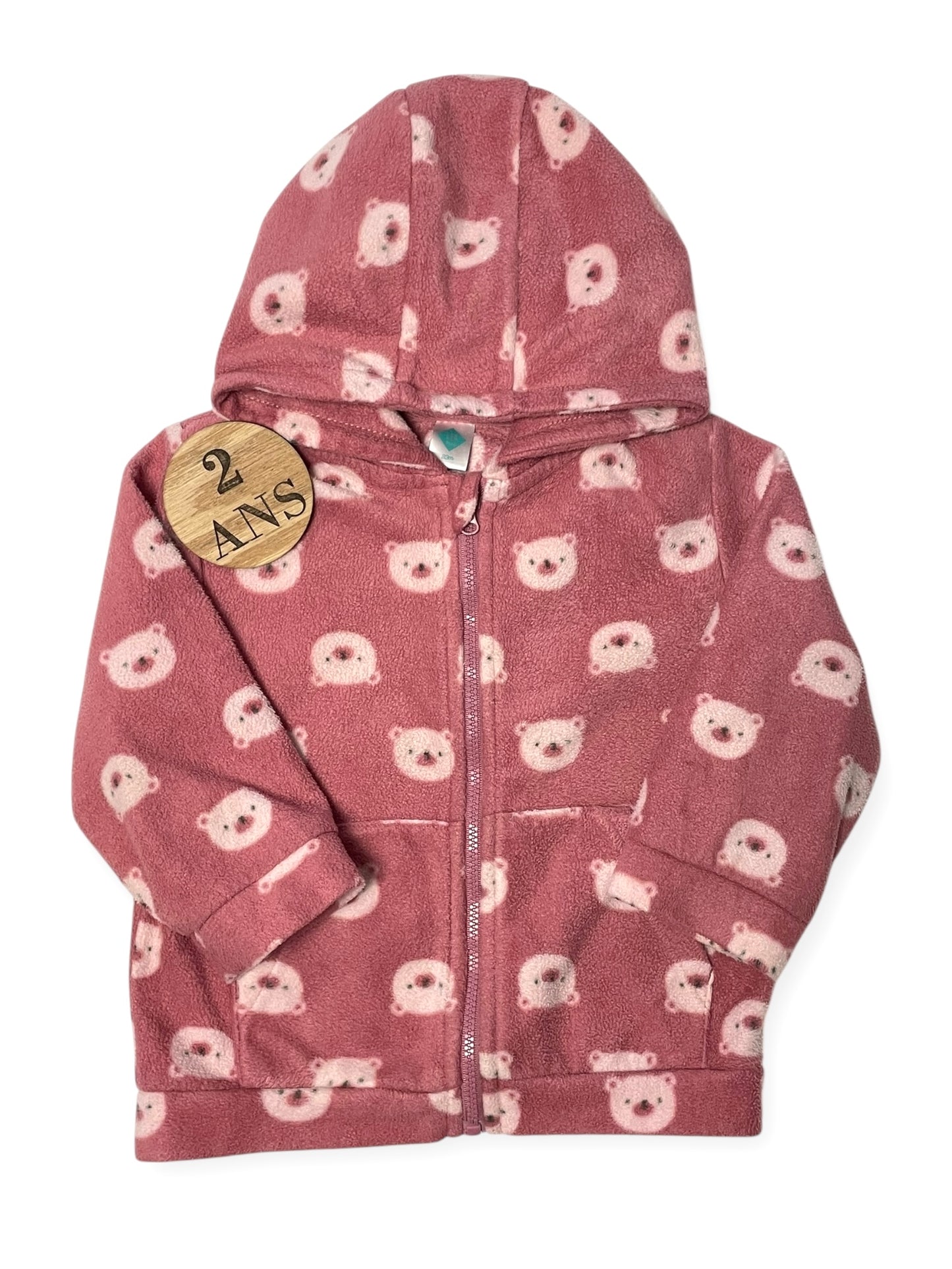 Gilet polaire, rose, oursons, TEX