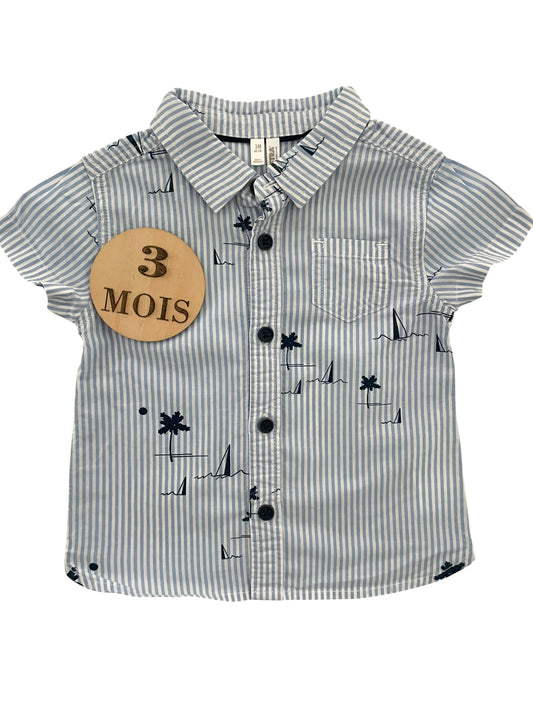 Chemisette rayée bleue, palmiers, Orchestra