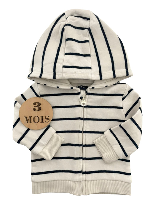 Gilet à capuche, rayé, Kiabi