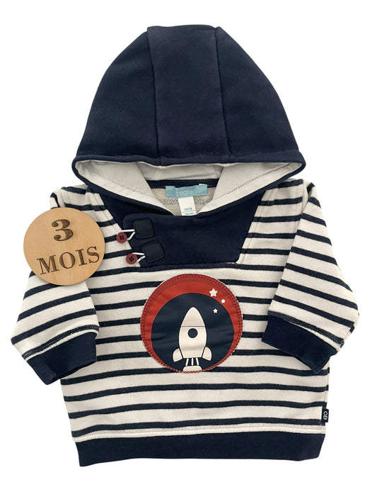 Pull à capuche, rayé, Obaïbi