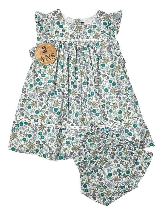 Robe verte fleurie + bloomer, Sergent Major