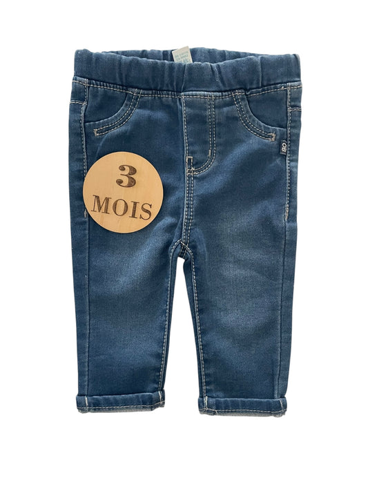 Jean slim bleu, taille élastique, Obaibi