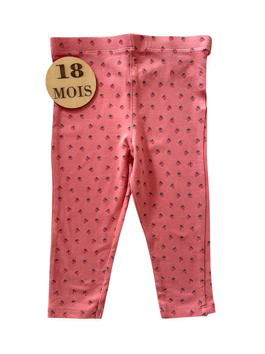 Legging rose, fraises, mots d’enfants