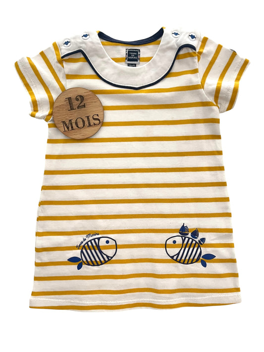 Robe molleton, rayée jaune, Terre de Marins
