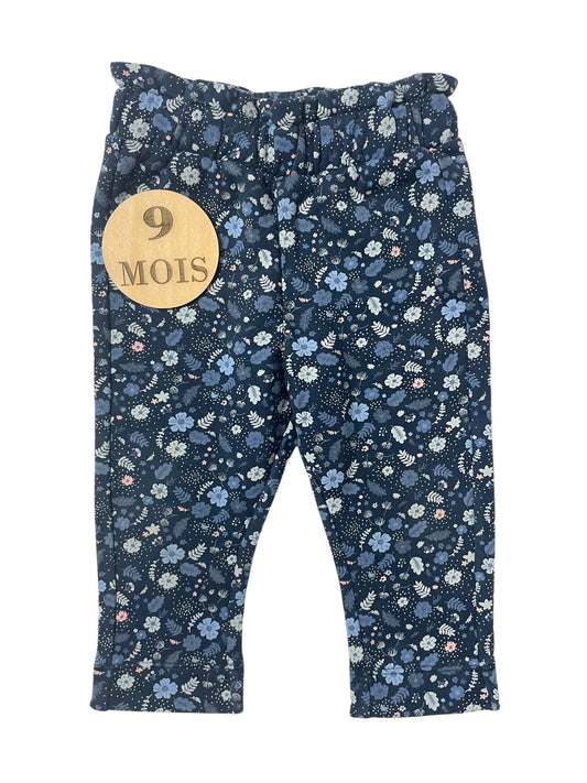 Pantalon molleton bleu-marine, fleuri, TAO