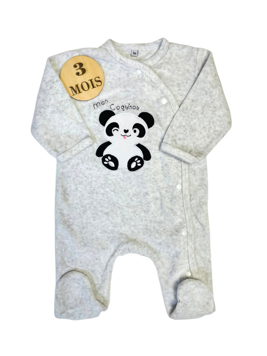 Pyjama velours gris, panda