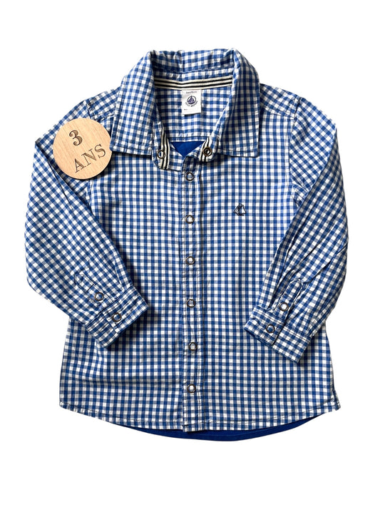 Chemise vichy bleue, Petit Bateau